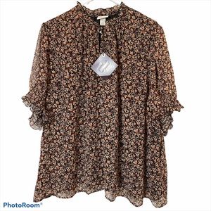 Ava & Viv Floral Old Rose & Ebony Print NWT 3x